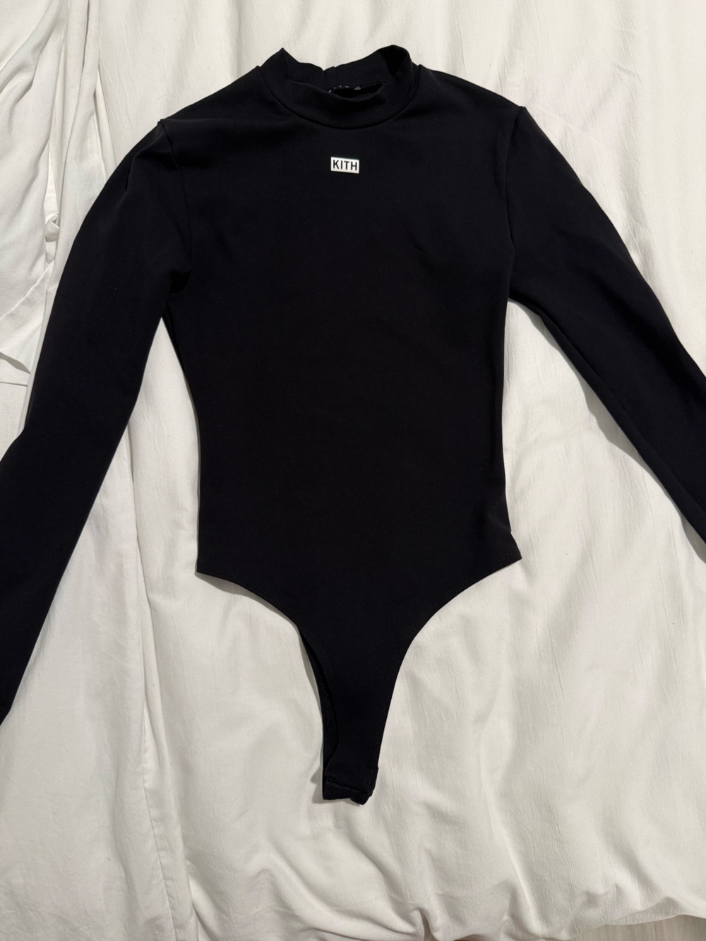 Kith Black Long-Sleeve Mock Neck Bodysuit with Chest Logo